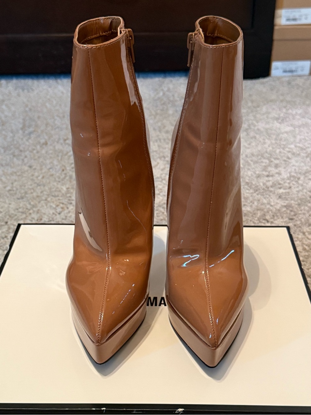 Madden Girl Women's Nude Patent Platform Ankle Boots - Picture 4 of 9